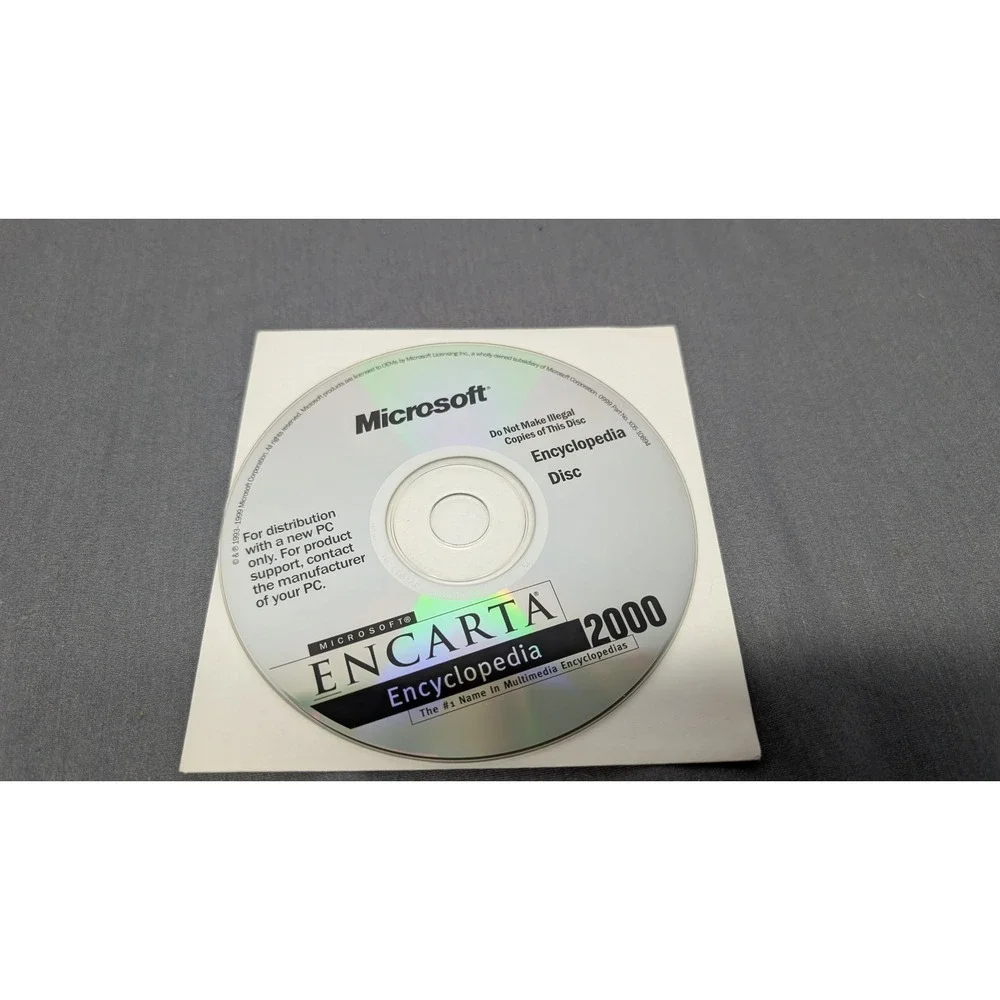 Microsoft Encarta Encyclopedia 2000 X05-32694 Silver CD-ROM Software Vintage PC